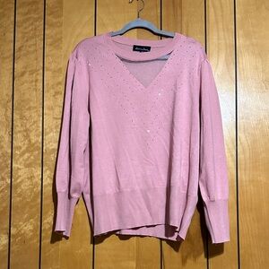 Elegant Pink V-Neck Sweater by Amanda Smith